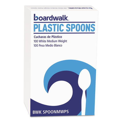 Mediumweight Polystyrene Cutlery, Teaspoon, White, 100/Box-(BWKSPOONMWPSBX)
