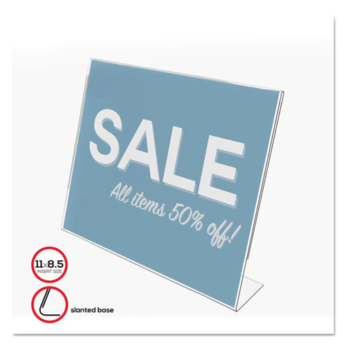 Classic Image Slanted Sign Holder, Landscaped, 11 x 8.5 Insert, Clear-(DEF66701)