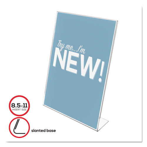 Classic Image Slanted Sign Holder, Portrait, 8.5 x 11 Insert, Clear-(DEF69701)