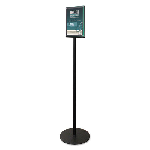Double-Sided Magnetic Sign Display, 8.5 x 11 Insert, 56" Tall, Clear/Black-(DEF692056)