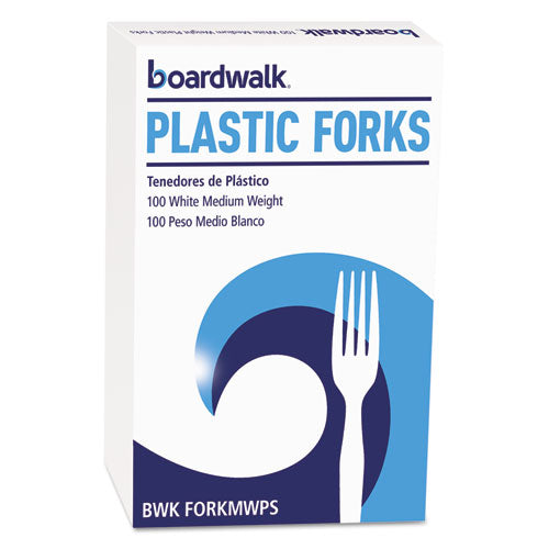 Mediumweight Polystyrene Cutlery, Fork, White, 100/Box-(BWKFORKMWPSBX)