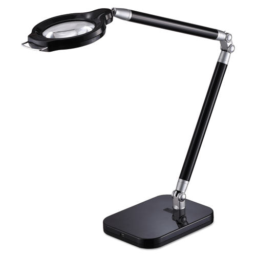 PureOptics Summit Zoom Ultra Reach Magnifier LED Desk Light, 2 Prong, 29" High, Black-(BOSLEDARCMAGBLK)