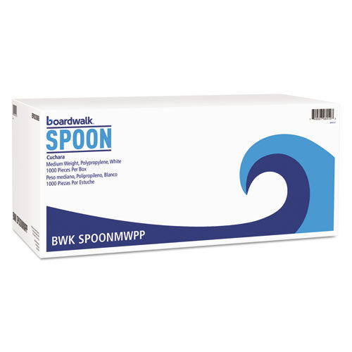 Mediumweight Polypropylene Cutlery, Teaspoon, White, 1000/Carton-(BWKSPOONMWPP)