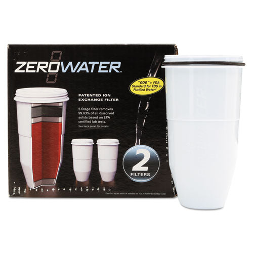 ZeroWater Replacement Filtering Bottle Filter, 4 dia x 7 h, 2/Pack-(AVAZR017)