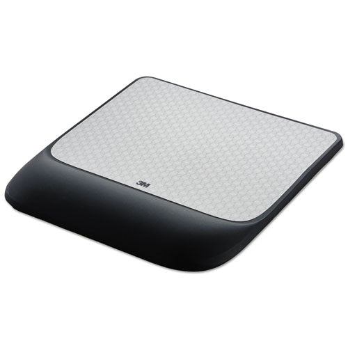 Mouse Pad with Precise Mousing Surface and Gel Wrist Rest, 8.5 x 9, Gray/Black-(MMMMW85B)