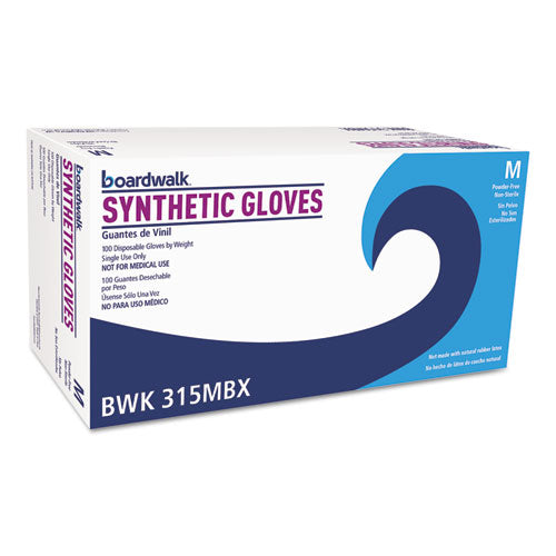 Powder-Free Synthetic Vinyl Gloves, Medium, Beige, 4 mil, 100/Box-(BWK315MBX)