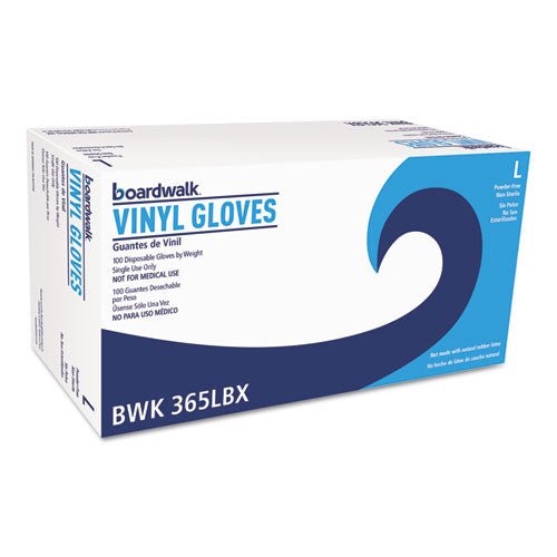 General Purpose Vinyl Gloves, Powder/Latex-Free, 2.6 mil, Large, Clear, 100/Box-(BWK365LBX)