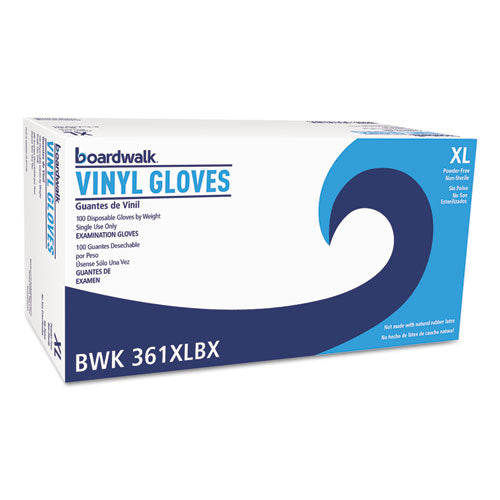 Exam Vinyl Gloves, Clear, X-Large, 3 3/5 mil, 100/Box, 10 Boxes/Carton-(BWK361XLCT)