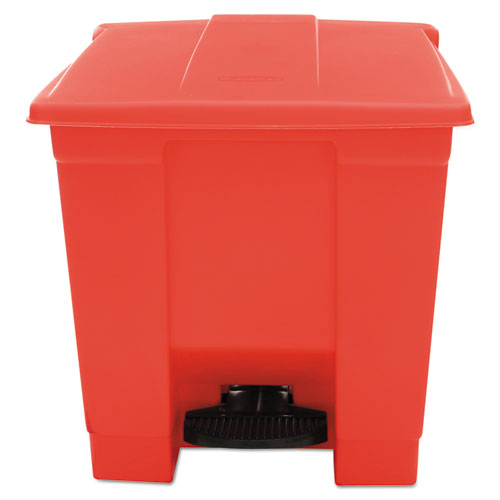 Indoor Utility Step-On Waste Container, 8 gal, Plastic, Red-(RCP6143RED)