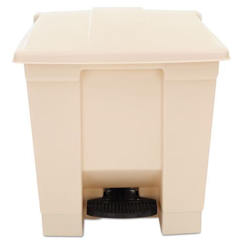 Indoor Utility Step-On Waste Container, 8 gal, Plastic, Beige-(RCP6143BEI)