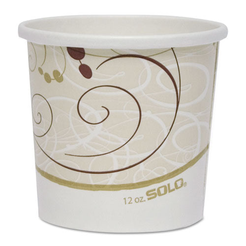 Double Poly Paper Food Containers, 12 oz, 3.6 Diameter x 3.3 h, Symphony Design, 25/Pack, 20 Packs/Carton-(SCCHS4125SYM)