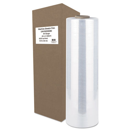 Machine Stretch Film, 20" x 5,000 ft, 20.3 mic, (80-Gauge), Clear-(UNVM205080)