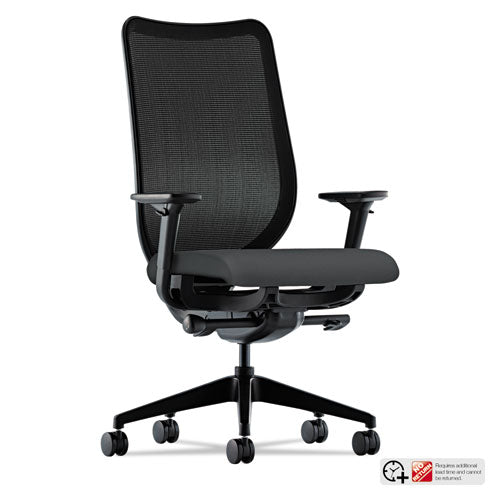 Nucleus Series Work Chair, ilira-Stretch M4 Back, Supports 300 lb, 17" to 21.5" Seat Height, Iron Ore Seat, Black Back/Base-(HONN103CU19)