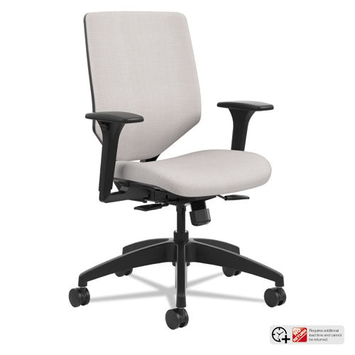 Solve Series Upholstered Back Task Chair, Supports Up to 300 lb, 17" to 22" Seat Height, Sterling Seat/Back, Black Base-(HONSVU1ACLC19TK)