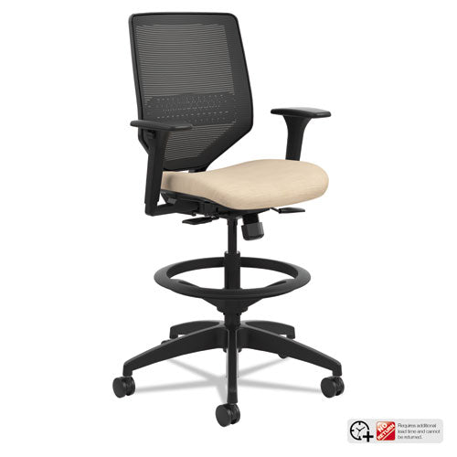 Solve Series Mesh Back Task Stool, Supports Up to 300 lb, 23" to 33" Seat Height, Putty Seat/Back, Black Base-(HONSVSM1ALC22T)