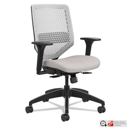 Solve Series ReActiv Back Task Chair, Supports Up to 300 lb, 18" to 23" Seat Height, Sterling Seat, Titanium Back, Black Base-(HONSVR1AILC19TK)
