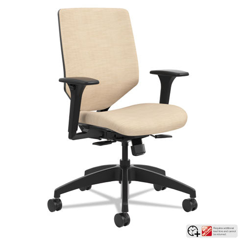 Solve Series Upholstered Back Task Chair, Supports Up to 300 lb, 17" to 22" Seat Height, Putty Seat/Back, Black Base-(HONSVU1ACLC22TK)