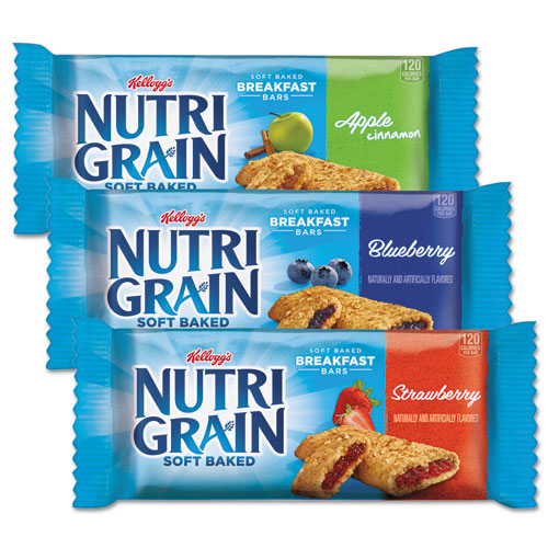 Nutri-Grain Soft Baked Breakfast Bars, Asstd: Apple, Blueberry, Strawberry, 1.3 oz Bar, 48/Carton-(KEB05872)