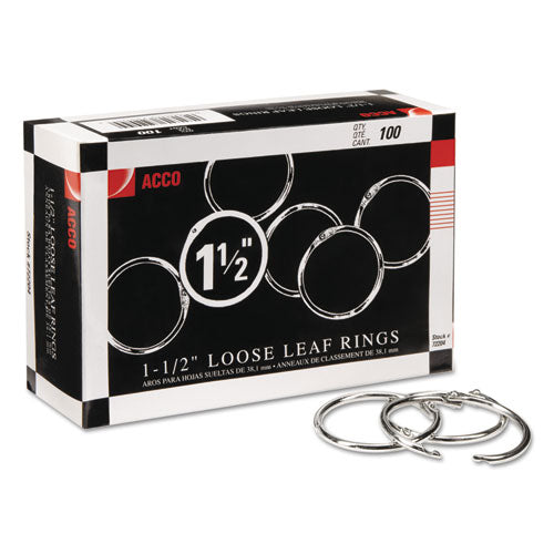 Metal Book Rings, 1.5" Diameter, 100/Box-(ACC72204)