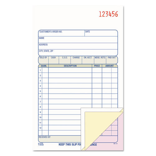 Sales/Order Book, Three-Part Carbonless, 4.19 x 6.69, 50 Forms Total-(ABFTC4705)