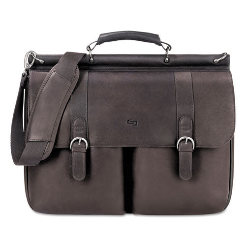 Executive Leather Briefcase, Fits Devices Up to 16", Leather, 16.5 x 5 x 13, Espresso-(USLD5353)