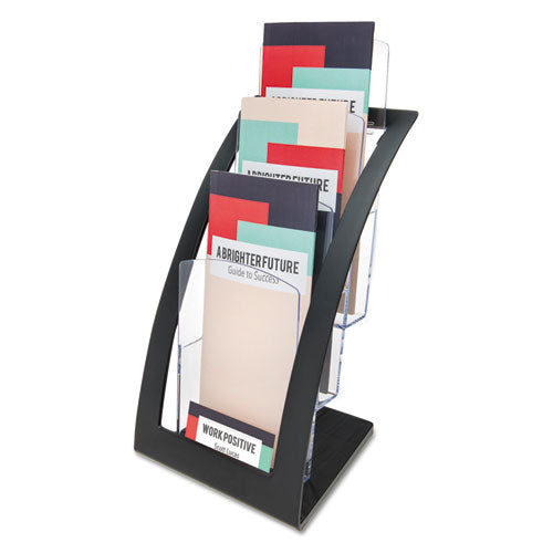 3-Tier Literature Holder, Leaflet Size, 6.75w x 6.94d x 13.31h, Black-(DEF693604)