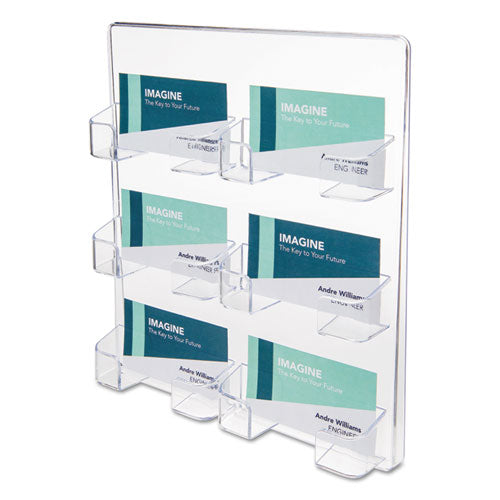 6-Pocket Business Card Holder, Holds 480 Cards, 8.5 x 1.63 x 9.75, Plastic, Clear-(DEF70601)