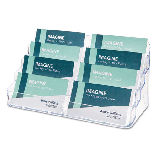 8-Pocket Business Card Holder, Holds 400 Cards, 7.78 x 3.5 x 3.38, Plastic, Clear-(DEF70801)
