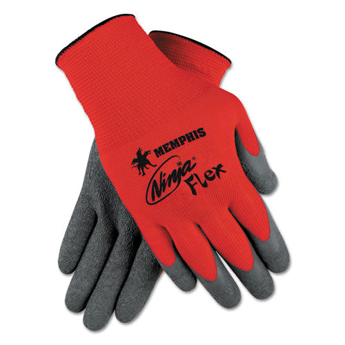 Ninja Flex Latex Coated Palm Gloves N9680L, Large, Red/Gray, Dozen-(CRWN9680L)