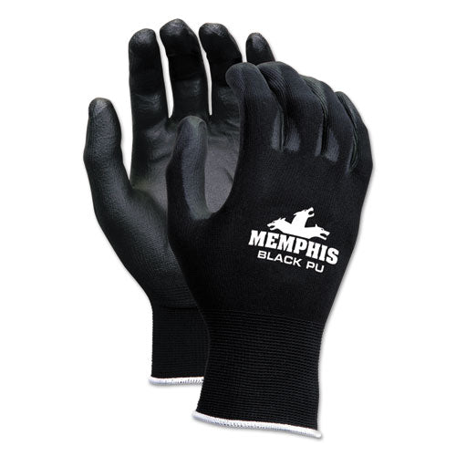 Economy PU Coated Work Gloves, Black, X-Large, Dozen-(CRW9669XL)