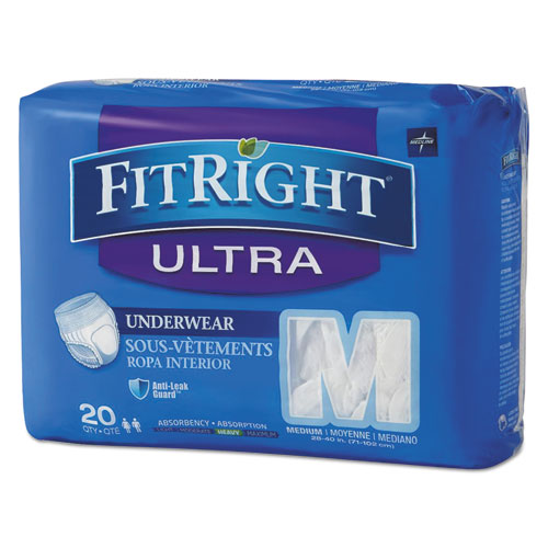 FitRight Ultra Protective Underwear, Medium, 28" to 40" Waist, 20/Pack, 4 Pack/Carton-(MIIFIT23005ACT)