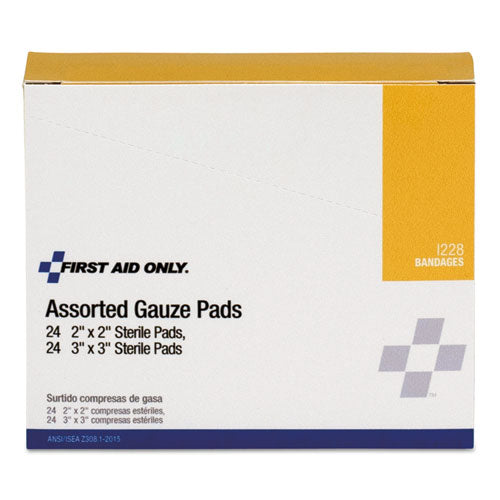 Gauze Pads, Sterile, Assorted, 2 x 2 3 x 3, 48/Box-(FAOI228)