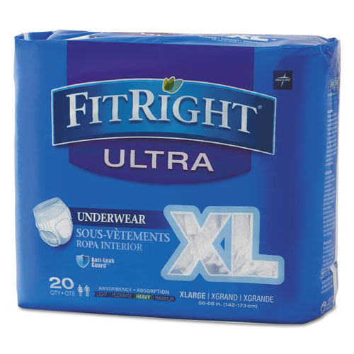 FitRight Ultra Protective Underwear, X-Large, 56" to 68" Waist, 20/Pack, 4 Pack/Carton-(MIIFIT23600ACT)