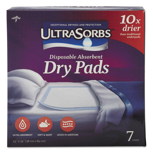 Ultrasorbs Disposable Dry Pads, 23" x 35", White, 7/Box, 6/Carton-(MIIDRY2336RETCT)