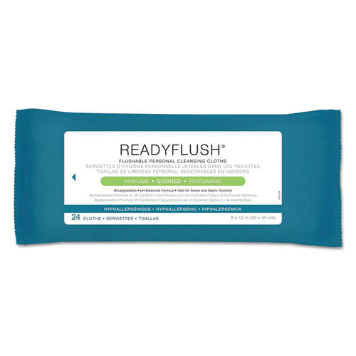 ReadyFlush Biodegradable Flushable Wipes, 1-Ply, 8 x 12, White, 24/Pack, 24 Packs/Carton-(MIIMSC263810CT)