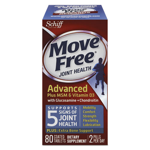 Move Free Advanced Plus MSM and Vitamin D3 Joint Health Tablet, 80 Count, 12/Carton-(MOV97007CT)