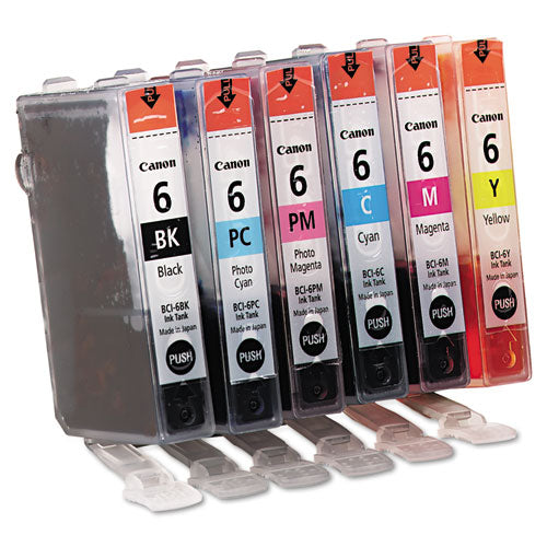 4705A018 (BCI-6) Ink, 370 Page-Yield, Black/Cyan/Magenta/Photo Cyan/Photo Magenta/Yellow, 6/Pack-(CNM4705A018)