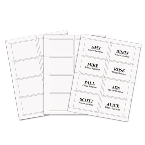 Laser Printer Name Badges, 3 3/8 x 2 1/3, White, 200/Box-(CLI92377)