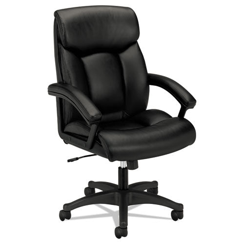 HVL151 Executive High-Back Leather Chair, Supports Up to 250 lb, 17.75" to 21.5" Seat Height, Black-(BSXVL151SB11)