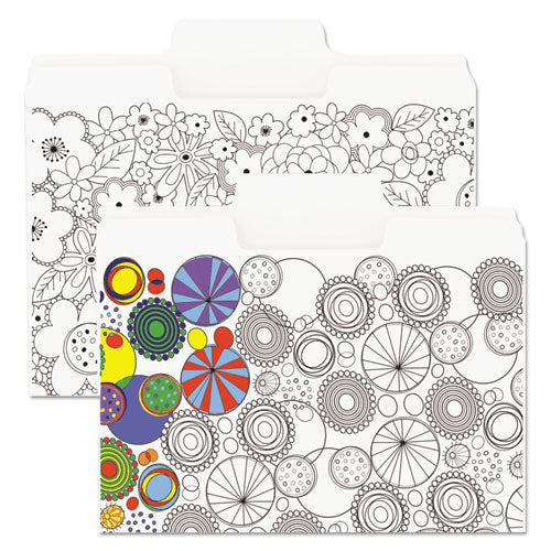 SuperTab Coloring File Folders, 1/3-Cut Tabs: Assorted, Letter Size, 0.75" Expansion, White, 6/Pack-(SMD11647)