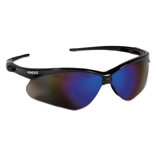 Nemesis Safety Glasses, Black Frame, Blue Mirror Lens-(KCC14481)