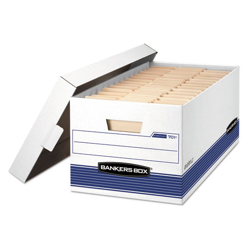 STOR/FILE Medium-Duty Storage Boxes, Letter Files, 12.88" x 25.38" x 10.25", White/Blue, 12/Carton-(FEL00701)