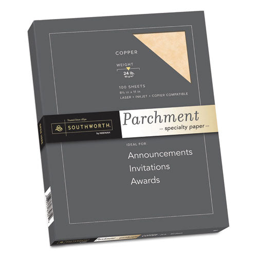 Parchment Specialty Paper, 24 lb Bond Weight, 8.5 x 11, Copper, 100/Pack-(SOUP894CK336)