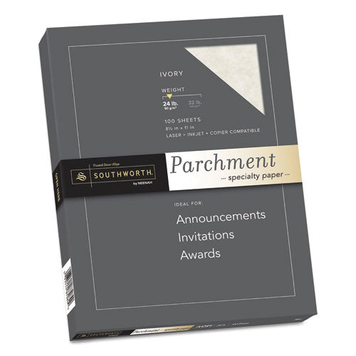 Parchment Specialty Paper, 24 lb Bond Weight, 8.5 x 11, Ivory, 100/Pack-(SOUP984CK336)