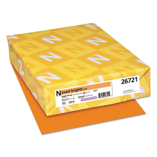 Exact Brights Paper, 20 lb Bond Weight, 8.5 x 11, Bright Orange, 500/Ream-(WAU26721)