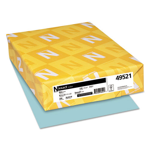 Exact Index Card Stock, 110 lb Index Weight, 8.5 x 11, Blue, 250/Pack-(WAU49521)
