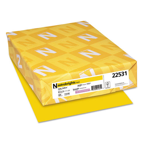 Color Paper, 24 lb Bond Weight, 8.5 x 11, Solar Yellow, 500/Ream-(WAU22531)
