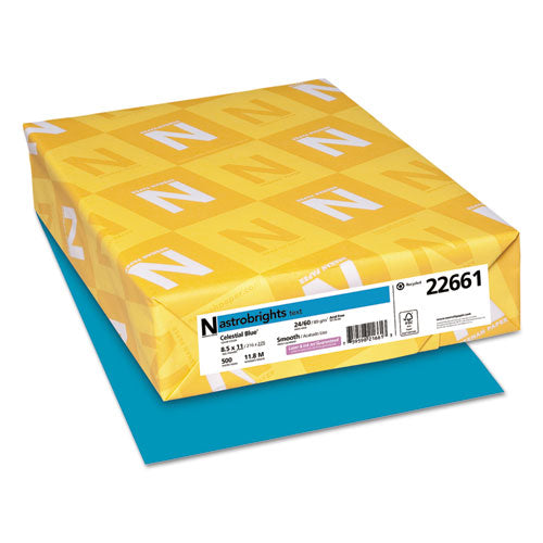 Color Paper, 24 lb Bond Weight, 8.5 x 11, Celestial Blue, 500 Sheets/Ream-(WAU22661)