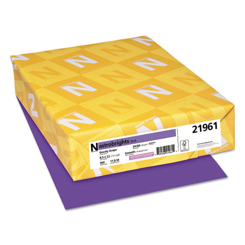 Color Paper, 24 lb Bond Weight, 8.5 x 11, Gravity Grape, 500/Ream-(WAU21961)