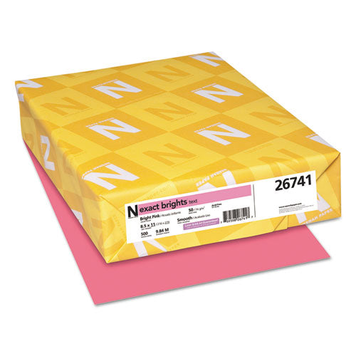 Exact Brights Paper, 20 lb Bond Weight, 8.5 x 11, Bright Pink, 500/Ream-(WAU26741)